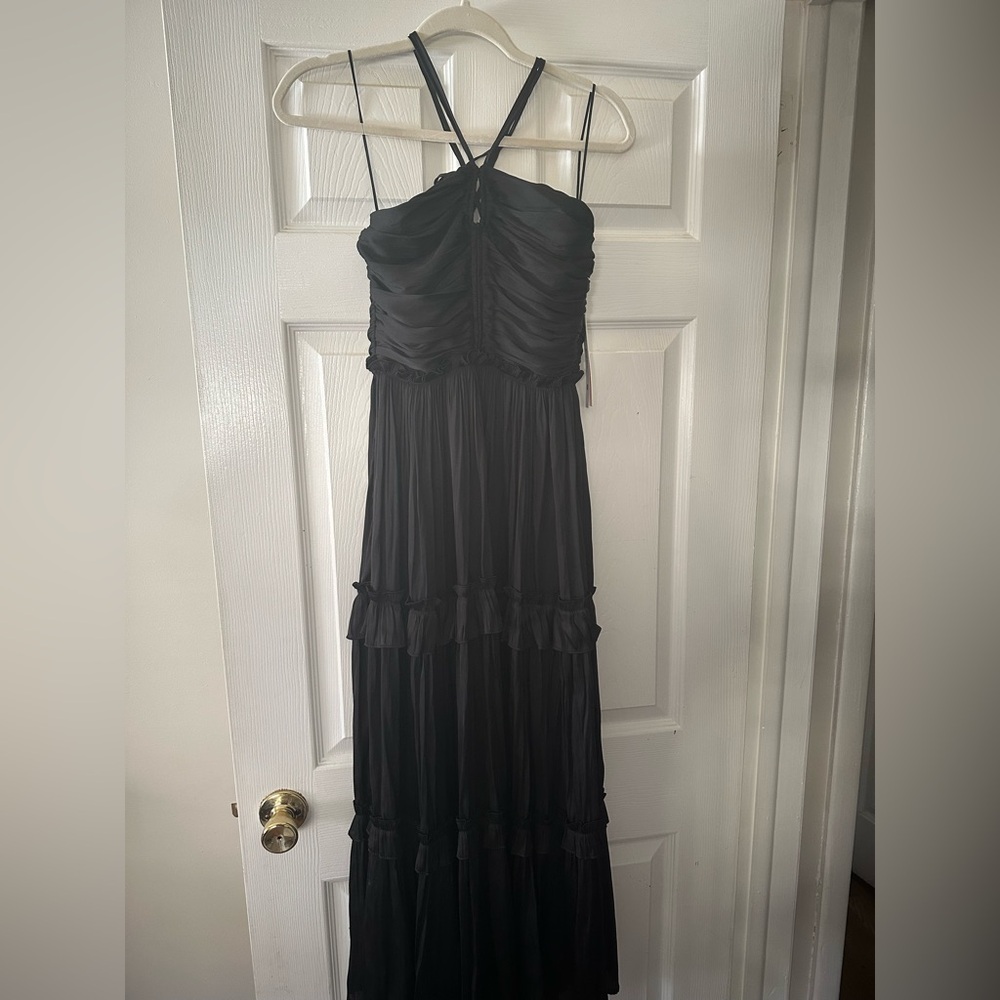 Aqua Black Halter Maxi Dress